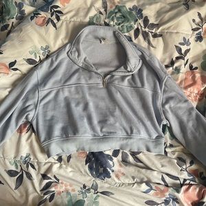 baby blue H&M slightly cropped quarter zip